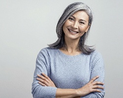 Woman after failed dental implant in Weyauwega