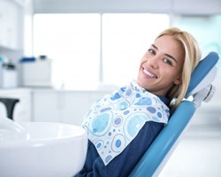 A woman at her dental appointment.