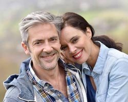 Smiling couple outdoors