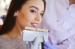 Woman receiving veneers in Weyauwega (For Benefits section)