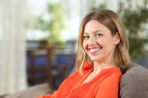 a young woman smiling