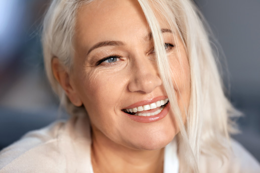 closeup of woman smiling 